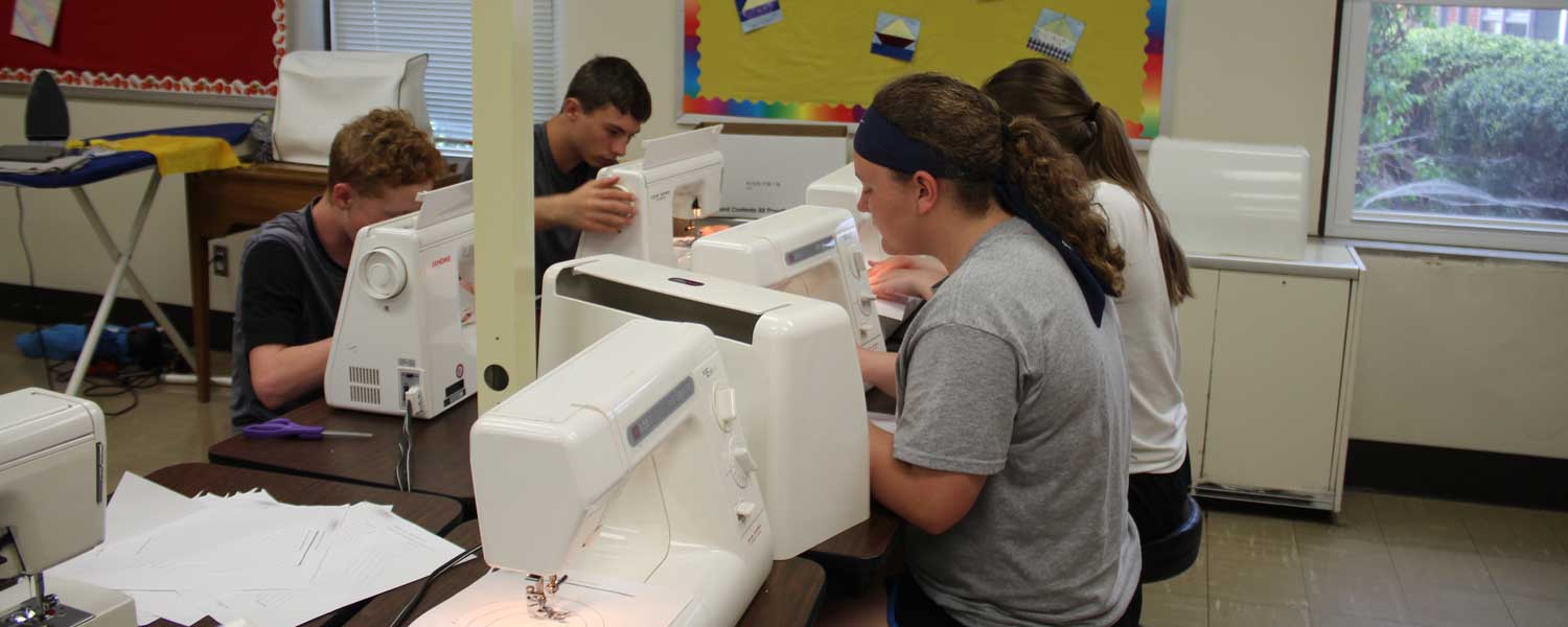 students in sewing class